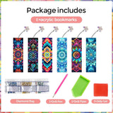 Puraikcmi 6 PCS 5D DIY Diamond Art Bookmarks,Mandala Diamond Painting Bookmarks Kits with Tassels Acrylic, Rhinestone Crafts Decoration Gift Set for Book Lovers Beginners & Adults Puraikcmi