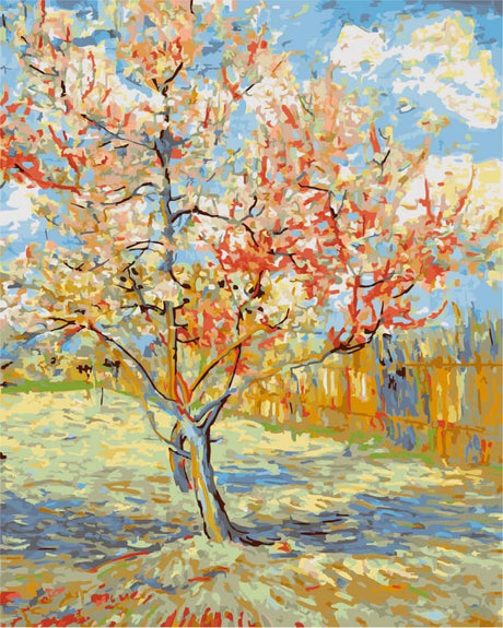 Wowdecor Paint by Number Kits for Adults Beginner, DIY Number Painting Peach Tree in Bloom by Vincent Van Gogh Famous Paintings 40x50 cm Wall Art Decor (No Frame) Wowdecor