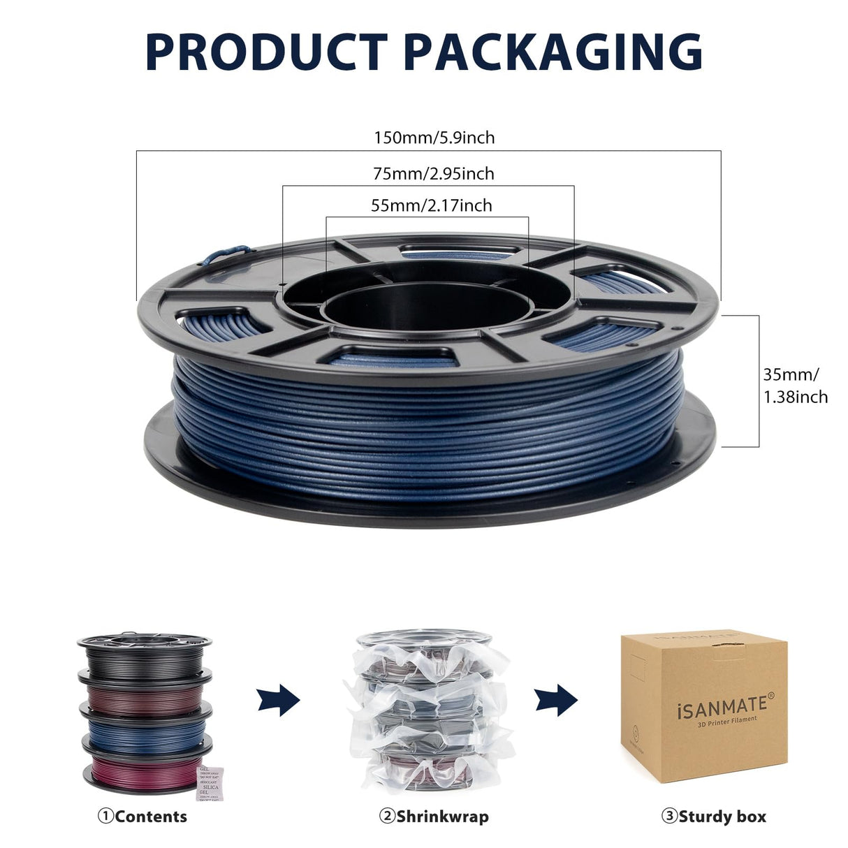 iSANMATE PETG 3D Printer Filament, Colorful Carbon Fiber Filament, PETG Filament 1.75mm Bundle(Black, Red, Coffee, Blue), High-Accuracy +/- 0.03 mm Carbon Fiber PETG, 250g x 4 Spool iSANMATE