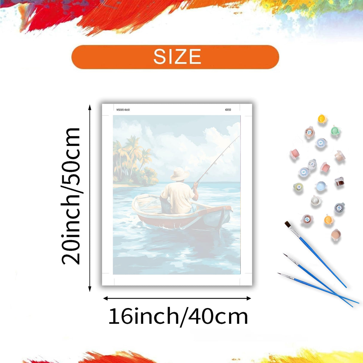 ARNLRDYA Sea Fishing Paint by Numbers for Adults, Fishing Boat Paint by Number Kits, Ocean Seaside Scenery DIY Acrylic Painting for Home Decor(16×20inch, No Frame) ARNLRDYA