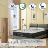 Queen Mattress 10 Inch, Memory Foam Hybrid Queen Size Mattresses in a Box, Cooling Fabric & 3 Coils Reinforced Edges Pocketed Coil Springs, Medium Firm, Motion Isolation, Pressure Relief, CertiPUR-US REALONE