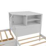 Merax L-Shaped Combination Twin Bed Frame with Trundle,Drawer,Built-in Desk,3-in-1 Design for Bedroom Merax