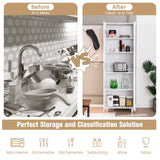 Tangkula 73.5 Inch Tall Storage Cabinet with Double Door, Freestanding Pantry Cabinet with Adjustable Shelf & Anti-tilt Design, Modern Utility Organizer for Kitchen Living Room (White) Tangkula