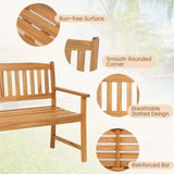 HAPPYGRILL Ergonomic Acacia Wood Loveseat Bench for 2 - All-Weather Patio Seating HAPPYGRILL