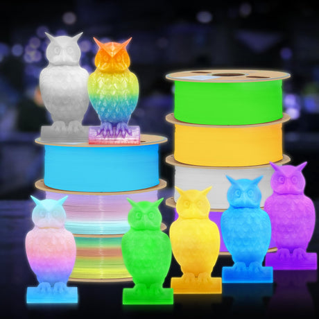 YOUSU 3D Printer Filament Bundle, Glow in The Dark Filament Multicolor, Green, Blue, Purple and Rainbow, PLA Filament 1.75 mm, Dimensional Accuracy +/- 0.03 mm, 250g X 4 Pack Yousu