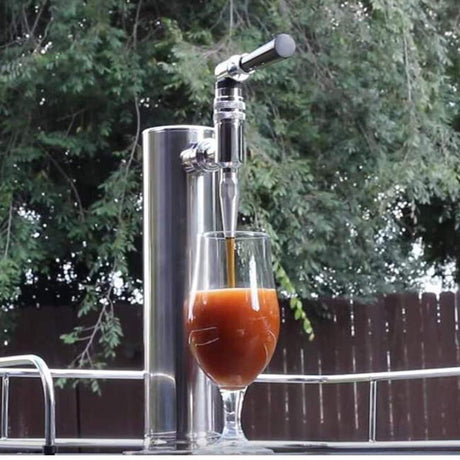 MRbrew Stout Beer Coffee Faucet, 304 Grade Stainless Steel Beer Tap Nitrogen Keg Draft Faucet, Homebrew Cold Brew Kegerator Beer Tower Tap with Standard Black Plastic Tap Handle MRbrew