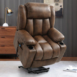 COOSLEEP Power Lift Recliner Chair for Elderly with Massage and Heat, Breathable Leather Recliner Chair for Adults, 2 Cup Holders, USB Ports, Electric Support of Metal,Remote(Light Brown) COOSLEEP HOME
