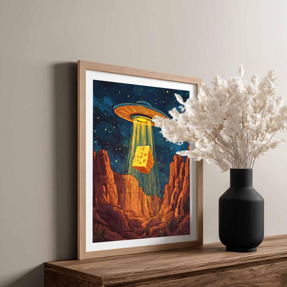 UFO Paint by Number, Funny Paint by Numbers for Adults, Spaceship Acrylic Painting Kit, Flying Saucer Inhaled Cheese Poster, Abstract Home Wall Decor - Canyon Landscape(16x20inch, No Frame) Cawpom