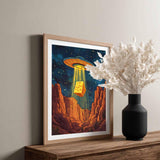 UFO Paint by Number, Funny Paint by Numbers for Adults, Spaceship Acrylic Painting Kit, Flying Saucer Inhaled Cheese Poster, Abstract Home Wall Decor - Canyon Landscape(16x20inch, No Frame) Cawpom