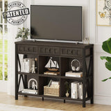 FATORRI Rustic 6 Cube Storage Organizer Bookshelf with 3 Drawers, Short Low Horizontal Bookshelf for Living Room, Industrial Wood and Metal Cubby Bookcase for Home Office (Walnut Brown, 47 Inch) FATORRI