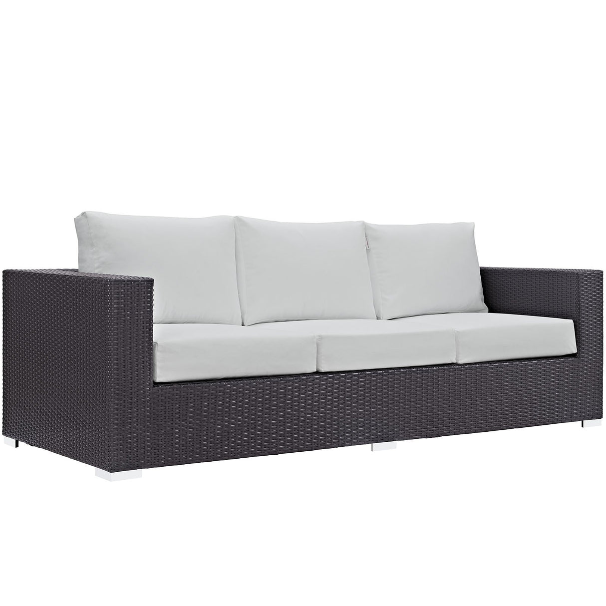 Modway Convene Wicker Rattan Outdoor Patio Sofa in Espresso White Modway