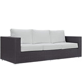 Modway Convene Wicker Rattan Outdoor Patio Sofa in Espresso White Modway