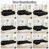 82" Modern Corduroy Boneless Love Seat Couches with 1 Ottoman, 2 Seater Large Sectional Couches for Living Room, Black Cloud Modular Sectional Sofa, Memory Foam, Extra Deep Loveseat, No Assembly ZenNook