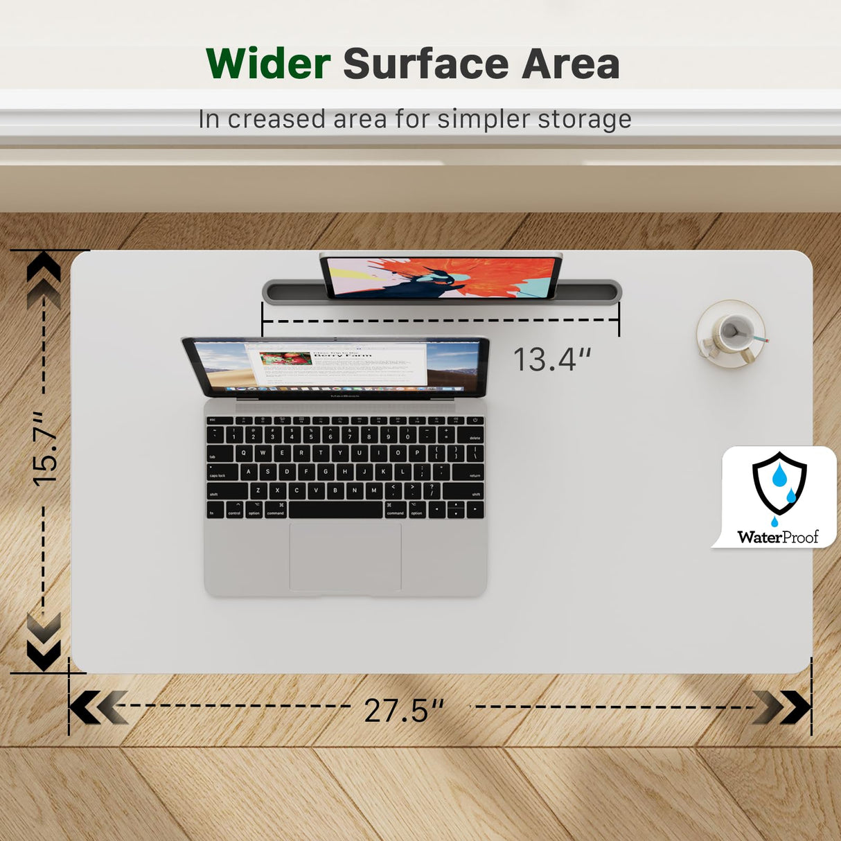 Gibbon Mounts Mobile Standing Desk, Pneumatic Adjustable Rolling Desk(27.5 Inches), Portable Laptop Desk with Wheels, Overbed Bedside Table Laptop Table for Couch, Home, Office, White Gibbon Mounts