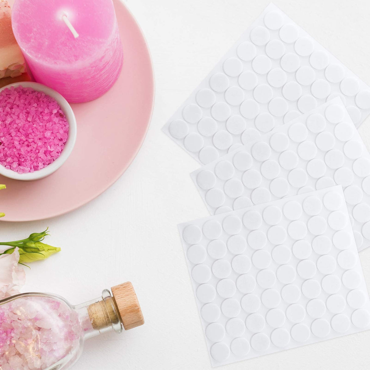 Zonon 1120 Pieces 20 Sheets Candle Making Wick Stickers Double-Sided Heat Resistance Hot Wax Wick Stickers for Candle Making(15 mm,White) Zonon