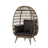 PtioHavn Rattan Egg Chair, Oversized Patio Lounge Chairs with Cushion and Metal Frame Stand, Indoor/Outdoor Egg Basket Chair for Patio, Balcony, Backyard, Living Room - Black PtioHavn