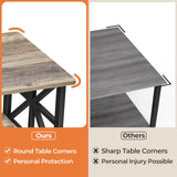 GreenForest Coffee Table for Living Room with Round Corners Farmhouse Style Center Table with Storage Shelf 39 Inch Space Saving Easy Assembly Gray Wash GreenForest