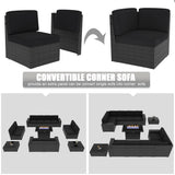 LayinSun 13 Pieces Outdoor Patio Furniture Set with 44" Fire Pit Table Rattan Sectional Sofa Conversation Sets LayinSun