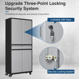 AFAIF Metal Storage Cabinet with Wheels, 73" Tall Garage Rolling Storage Cabinets with Doors and Shelves, Lockable Tool Caninet Steel Locking Cabnets for Home Office, Garage, Pantry AFAIF