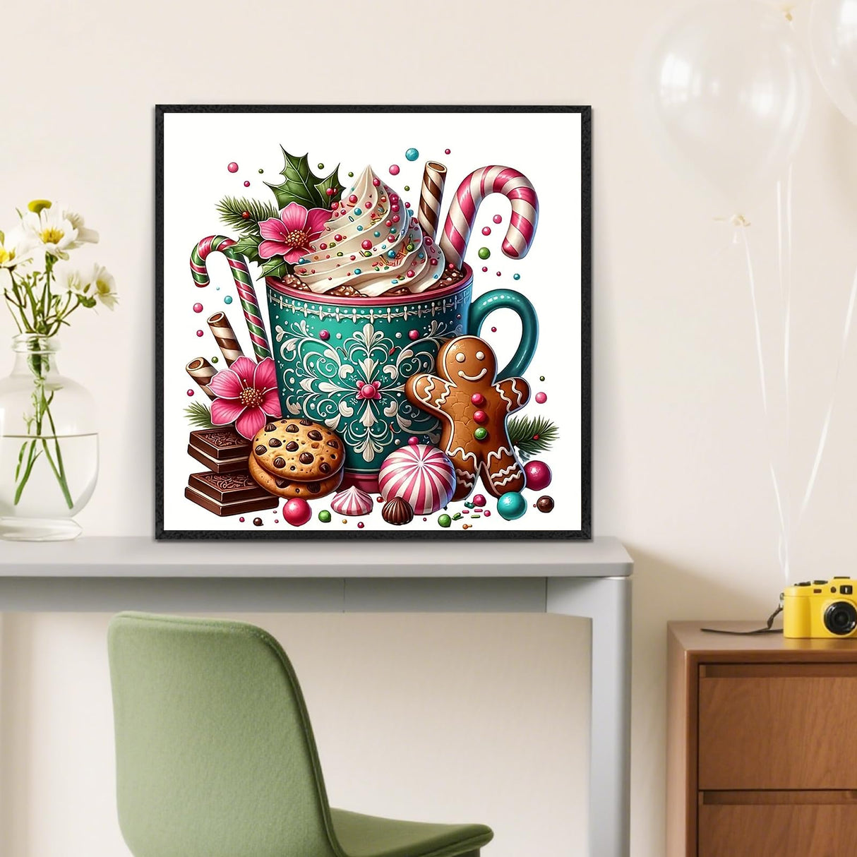 Christmas Gingerbread Cup Diamond Painting Kits for Adults,5D Winter Diamond Art Kits for Adults Beginners,DIY Full Round Drill Diamond Dot Painting Gem Art Kits for Adult,Home Wall Decor 13.8x13.8 In LKHMVCA