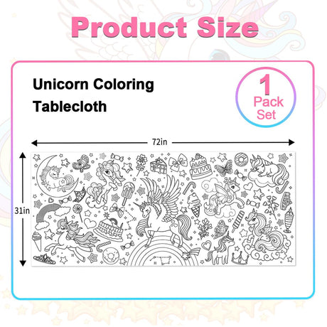 JUNQIU Unicorn Coloring Table Cloth for Kids, 72 * 31Inch Giant Coloring Poster for Unicorn Birthday Decorations/Party Games/Birthday Activities/Crafts/Coloring Paper Roll JUNQIU US