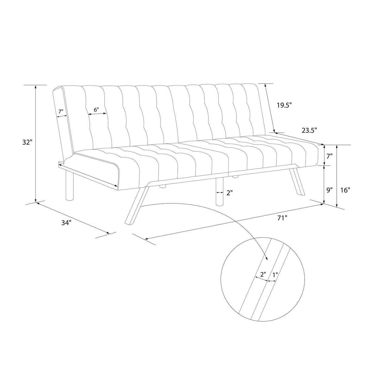 DHP Emily 71 Inch Futon Sofa Bed Fabric, Armless Upholstered Couch Sleeper with Tufted Back and Seat, Mid-Century Modern, Pink Velvet DHP