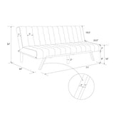 DHP Emily 71 Inch Futon Sofa Bed Fabric, Armless Upholstered Couch Sleeper with Tufted Back and Seat, Mid-Century Modern, Pink Velvet DHP