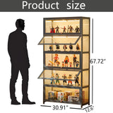 5-Tier Display Cabinet with Acrylic Doors, 67.5" Transparent Curio Display Case for Figures, Collectibles Toy Organizers Rack & Display Shelf, Kids Bookcase for Home, Office, Playroom, Living Room IHGSSKD