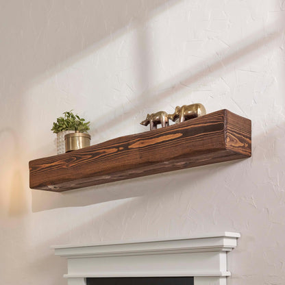 Adorwood Handmade Fireplace Mantel Shelf 72", Rustic Wood Mantles for Over Fireplace, Wall Mounted Floating Mantel Shelves for Living Room Decor (Light Walnut, 72Lx6Hx8D)