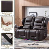 OQQOEE RV Reclining Loveseat, Power Recliner Sofa with Cup Holders & USB Ports, Theater Seating for Home Theater, Living Room, Small Spaces, Easy Assembly (Brown) OQQOEE