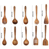 Wooden Spoons for Cooking,10 Pcs Natural Teak Wooden Kitchen Utensils Set Wooden Utensils for Cooking Wooden Cooking Utensils Wooden Spatulas for Cooking BOKALAKA