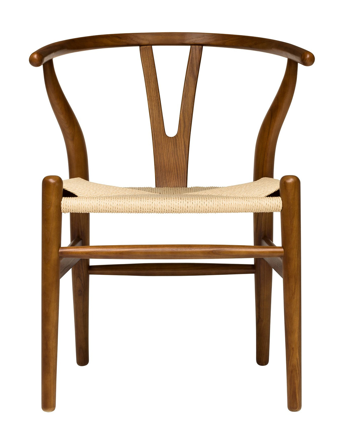 Laura Davidson Furniture Hans Wegner Wishbone Style Chair for Office with Arm Rest, Woven Cord Seat, Walnut with Natural Cord Laura Davidson Furniture