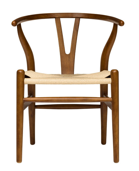 Laura Davidson Furniture Hans Wegner Wishbone Style Chair for Office with Arm Rest, Woven Cord Seat, Walnut with Natural Cord Laura Davidson Furniture