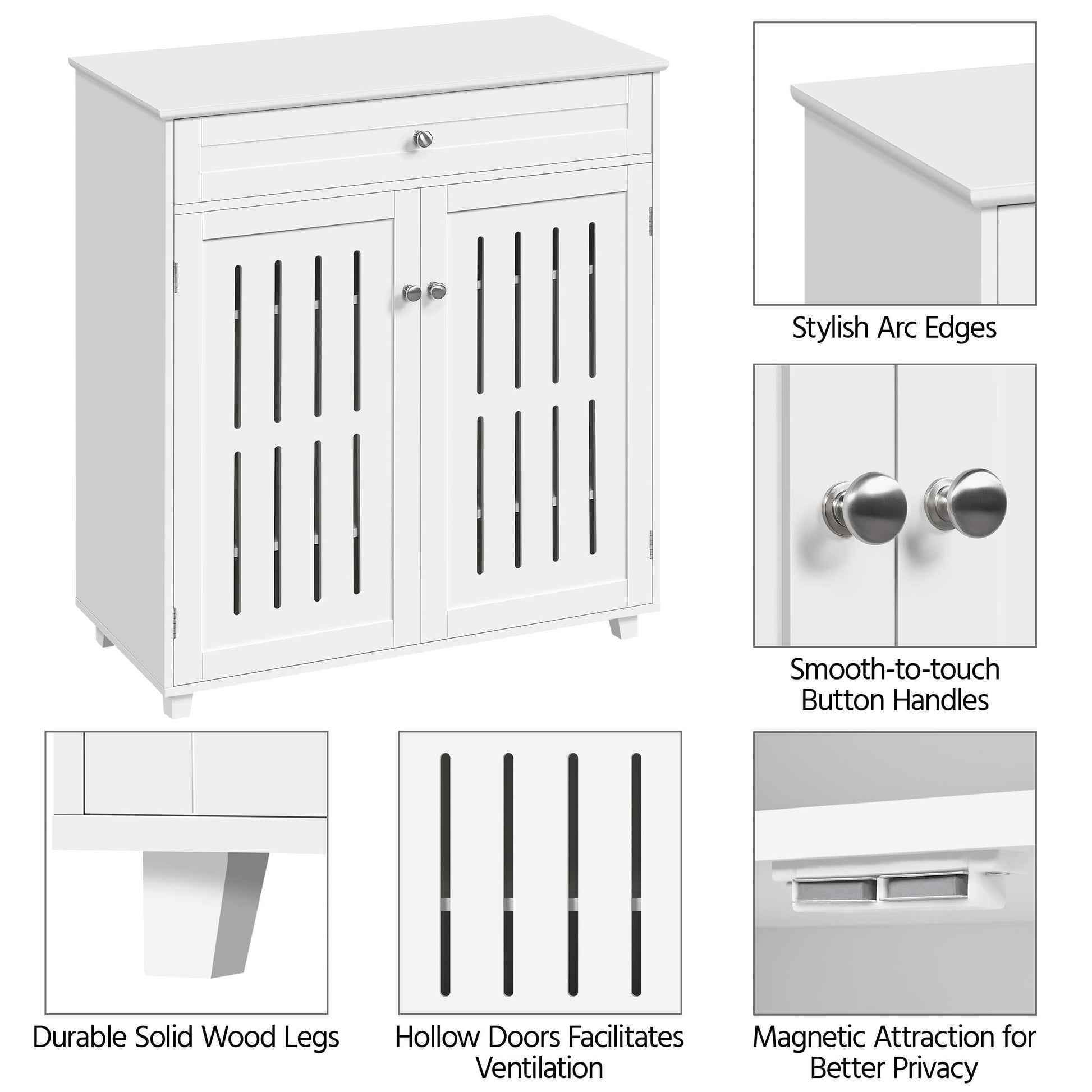 Yaheetech Shoe Cabinet, 4-Tier Shoe Storage Cabinet with Drawer & Adjustable Shelves, Wooden Shoe Rack Organizer with Louvered Doors for Entryway, Hallway, Bedroom, Closet, Living Room, White - WoodArtSupply