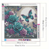 Rose Butterfly Diamond Art Kits for Adults, 5D Full Drill Diamond Dots Paintings for Beginners, DIY Round Paint with Diamonds Pictures Gem Art Crafts Kits for Home Wall Decor 13.8 X 13.8inch GEMFAMILY