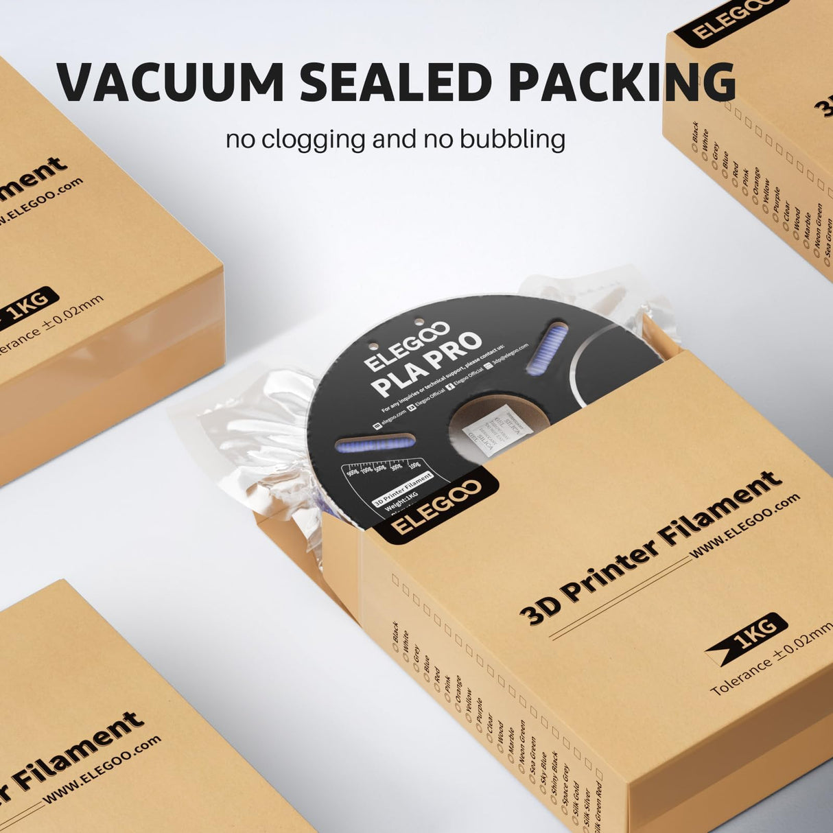 ELEGOO PLA PRO Filament 1.75mm Black 2KG, Improved Rigidity Easy to Print 3D Printer Filament Dimensional Accuracy +/- 0.02mm, 2pcs 1kg Spool (2.2lbs) for Most FDM 3D Printers ELEGOO