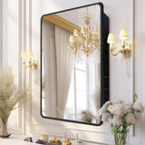 Habison Bathroom Medicine Cabinet with Mirror, 20x30 inch Metal Black Recessed Medicine Cabinet with 3 Adjustable Metal Shelves, Rounded Rectangle Storage Cabinet Habison