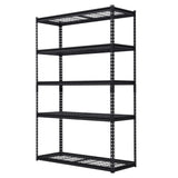 FinerFurnis Heavy Duty 5-Tier Garage Shelving Unit 2500 Lbs Capacity Adjustable Metal Storage Shelves Industrial Utility Rack 48x18x72 Inch Durable and Storage Solution for Garage and Workshop FinerFurnis