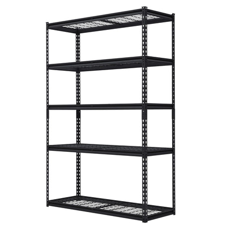 FinerFurnis Heavy Duty 5-Tier Garage Shelving Unit 2500 Lbs Capacity Adjustable Metal Storage Shelves Industrial Utility Rack 48x18x72 Inch Durable and Storage Solution for Garage and Workshop FinerFurnis