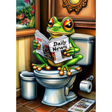 CEOVR Frog Diamond Art Kits for Adults, Frog Reading Newspeaper Diamond Painting Dots 5D Full Drill DIY Funny Gem Art, Adult Crafts Kits Wall Decor for Home Office 12x16in CEOVR