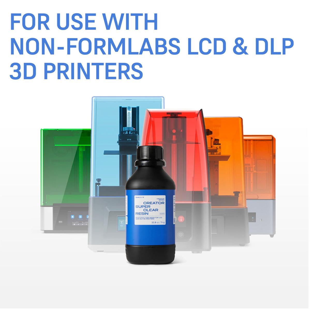 Formlabs 3D Printer Resin [Creator Super Clear], 405nm LCD UV-Curing Standard Photopolymer Resin for Highly Detailed Models, Ultra Low Odor, Made in USA, ACMO-Free, for LCD/DLP 3D Printing (1000g) Formlabs