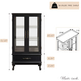 CKEASEAN Lighted Curio Cabinet, 52" H Glass Display Cabinet with Adjustable Shelves, China Cabinet with Tempered Glass Doors for Living Room, Light Blub Included (Black) CKEASEAN