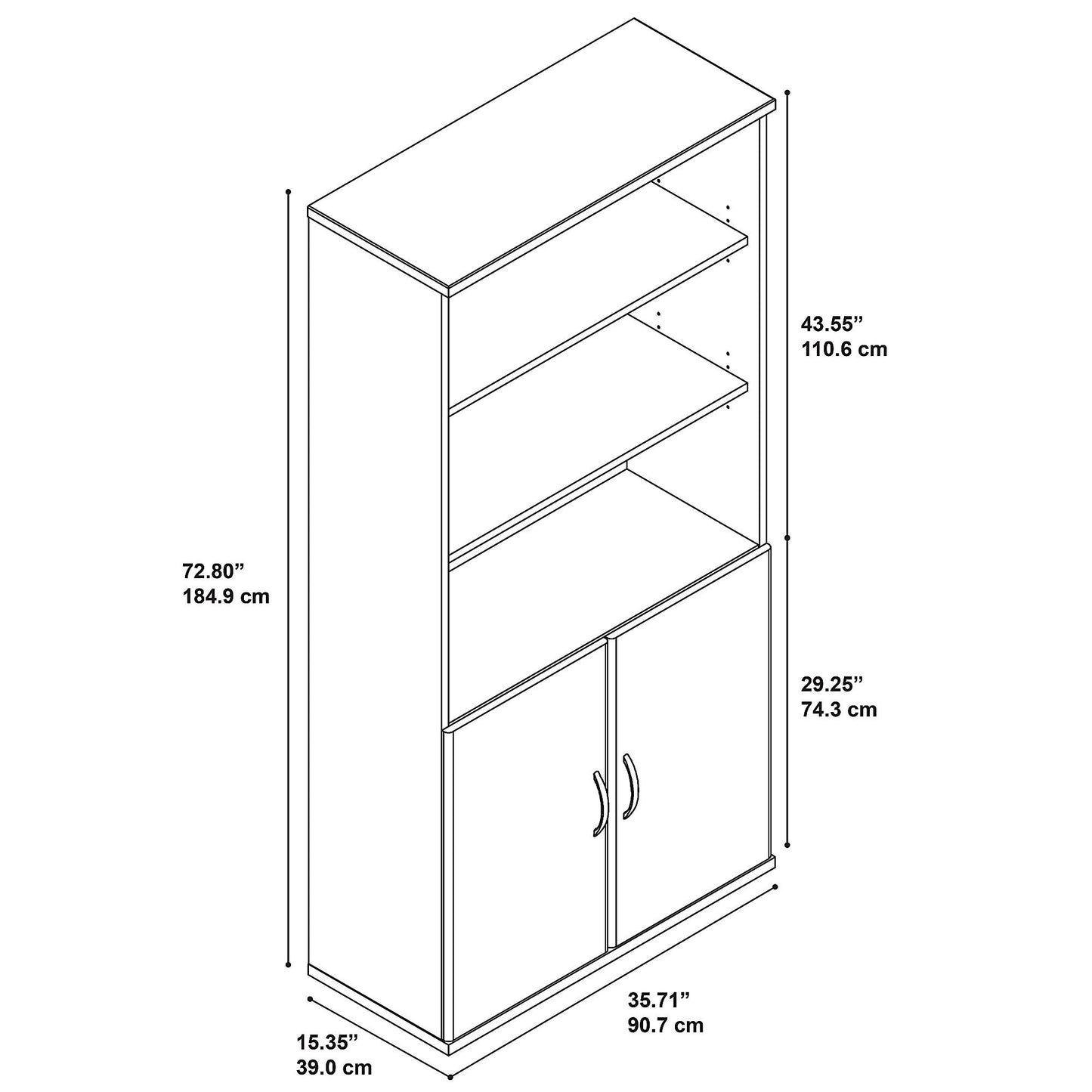 Bush Business Furniture Series C 36W 5 Shelf Bookcase with Doors in Hansen Cherry - WoodArtSupply