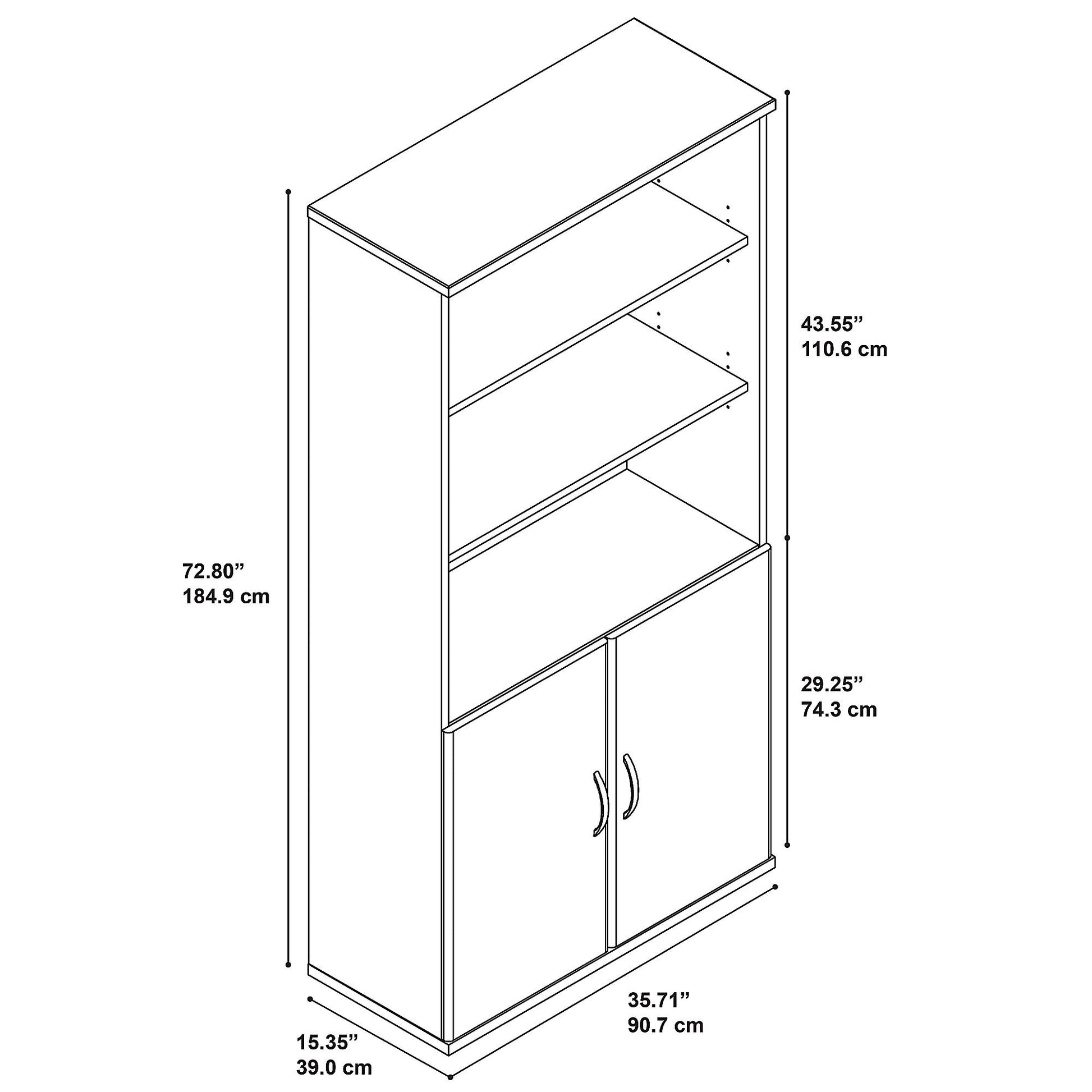 Bush Business Furniture Series C 36W 5 Shelf Bookcase with Doors in Hansen Cherry - WoodArtSupply