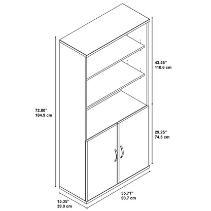 Bush Business Furniture Series C 36W 5 Shelf Bookcase with Doors in Hansen Cherry - WoodArtSupply