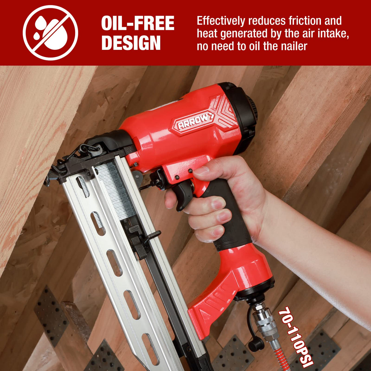 Arrow Pneumatic 16 Gauge Finish Nailer with 1000 Pcs Nails, 16 GA Professional Straight Nail Gun Kit, Oil-free Design, Depth Adjustable, Dryfire-lockout, Fits 1-1/4-Inch to 2-1/2-Inch Finish Nails Arrow