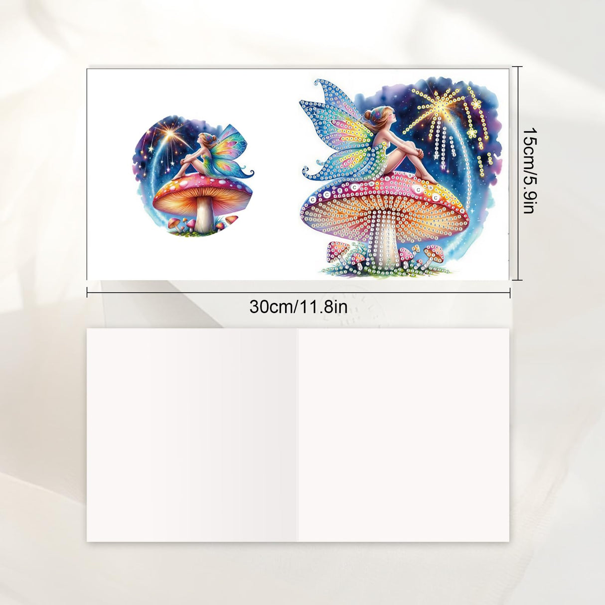 JISHSHAY 6 PCS Fairy Diamond Painting Greeting Cards Elf Diamond Art Birthday Cards with Envelopes Mushroom Gem Art Mosaic Kits for Adults, for Anniversary Valentine Thank You Graduation All Occasion JISHSHAY