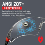 NoCry Clear Safety Glasses for Men and Women with Anti-Fog and Scratch Resistant Wrap Around Lenses, Adjustable Temples and Nose Pads — ANSI Z87 Certified Protective Eyewear with 100% UV Shielding NoCry