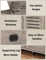 DINZI LVJ Litter Box Enclosure Furniture for 2 Cats, Top Opening Hidden Litter Box with Double Rooms, Dual Cat House with Good Ventilation, 47.2" Wooden Cat Washroom, Box Cabinet, Greige DINZI LVJ