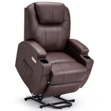 Esright Power Lift Recliner Chair for Elderly, Electric Lift Chair Sofa with Side Pockets, USB & Type-C Ports, Cup Holders, Brown, PU Leather Esright